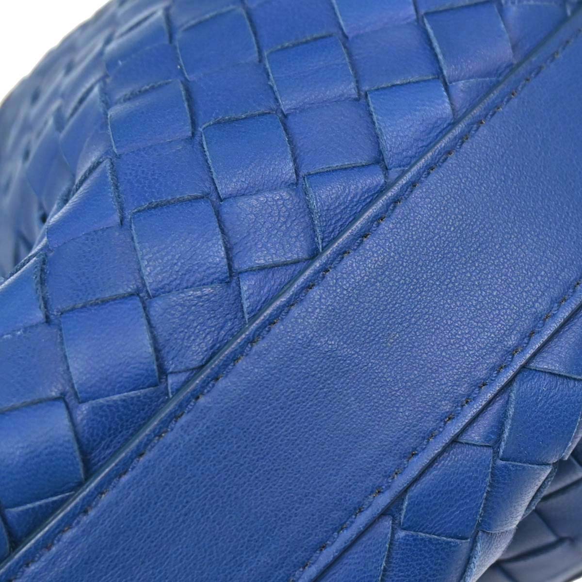 Bottega Veneta Blue Lambskin Intrecciato Handbag