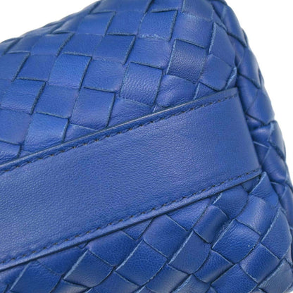 Bottega Veneta Blue Lambskin Intrecciato Handbag