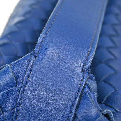 Bottega Veneta Blue Lambskin Intrecciato Handbag