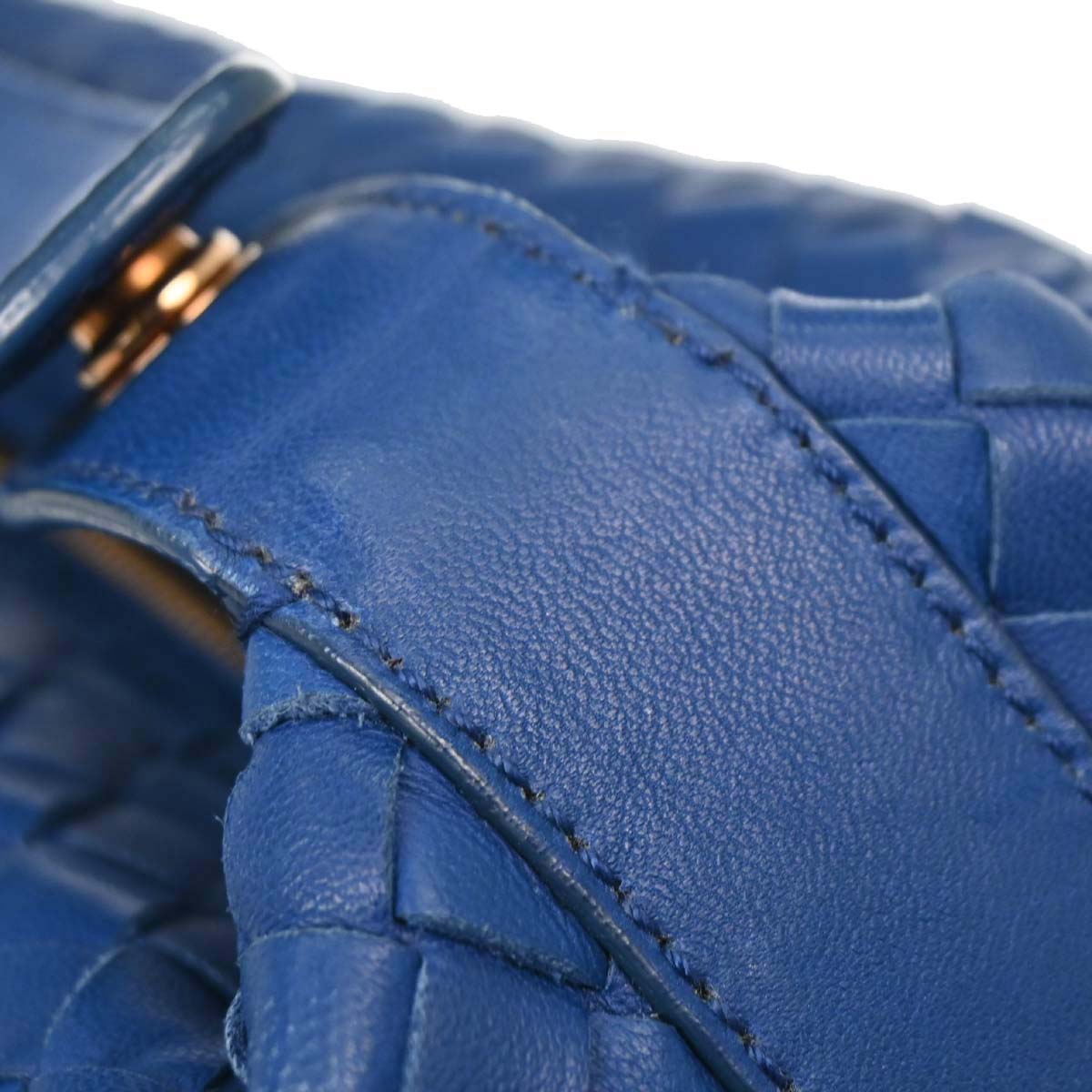 Bottega Veneta Blue Lambskin Intrecciato Handbag