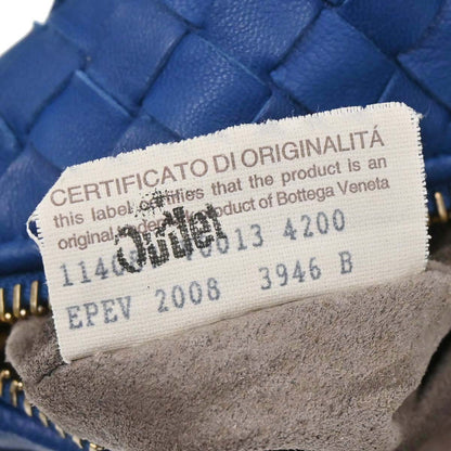 Bottega Veneta Blue Lambskin Intrecciato Handbag