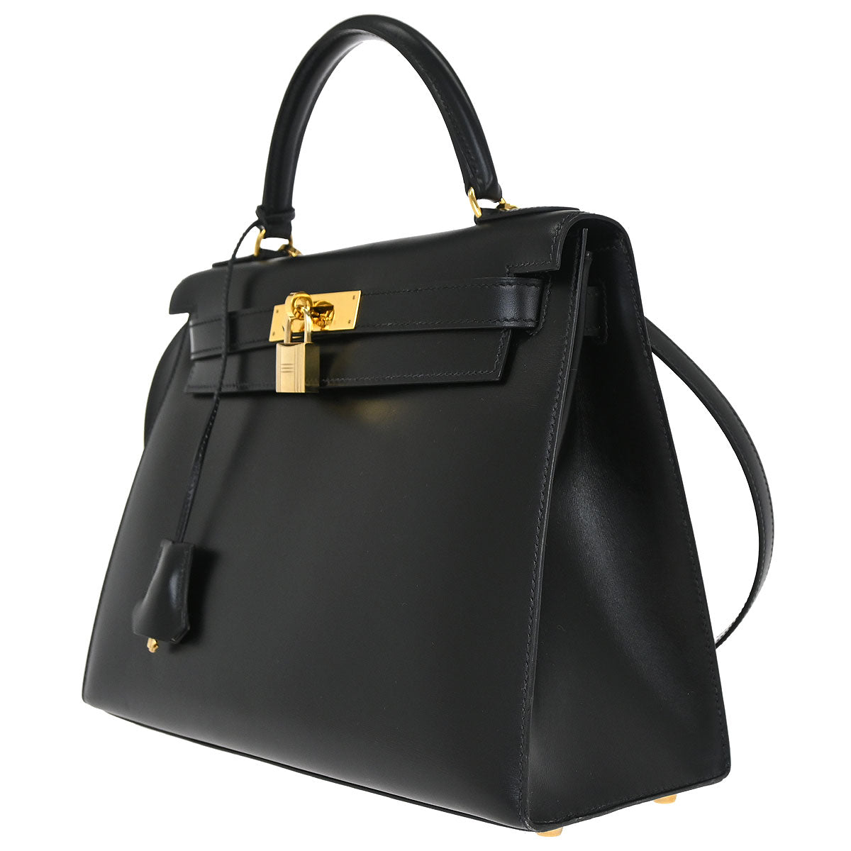 Hermes Black Box Calf Kelly 28 Sellier 2way Shoulder Handbag