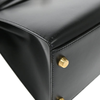 Hermes Black Box Calf Kelly 28 Sellier 2way Shoulder Handbag