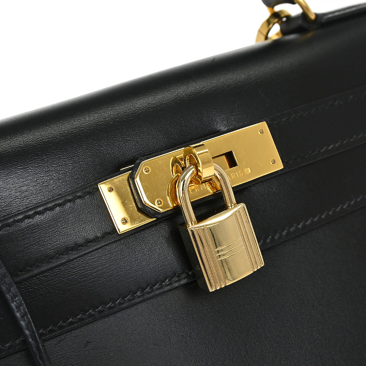 Hermes Black Box Calf Kelly 28 Sellier 2way Shoulder Handbag