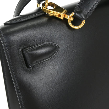Hermes Black Box Calf Kelly 28 Sellier 2way Shoulder Handbag