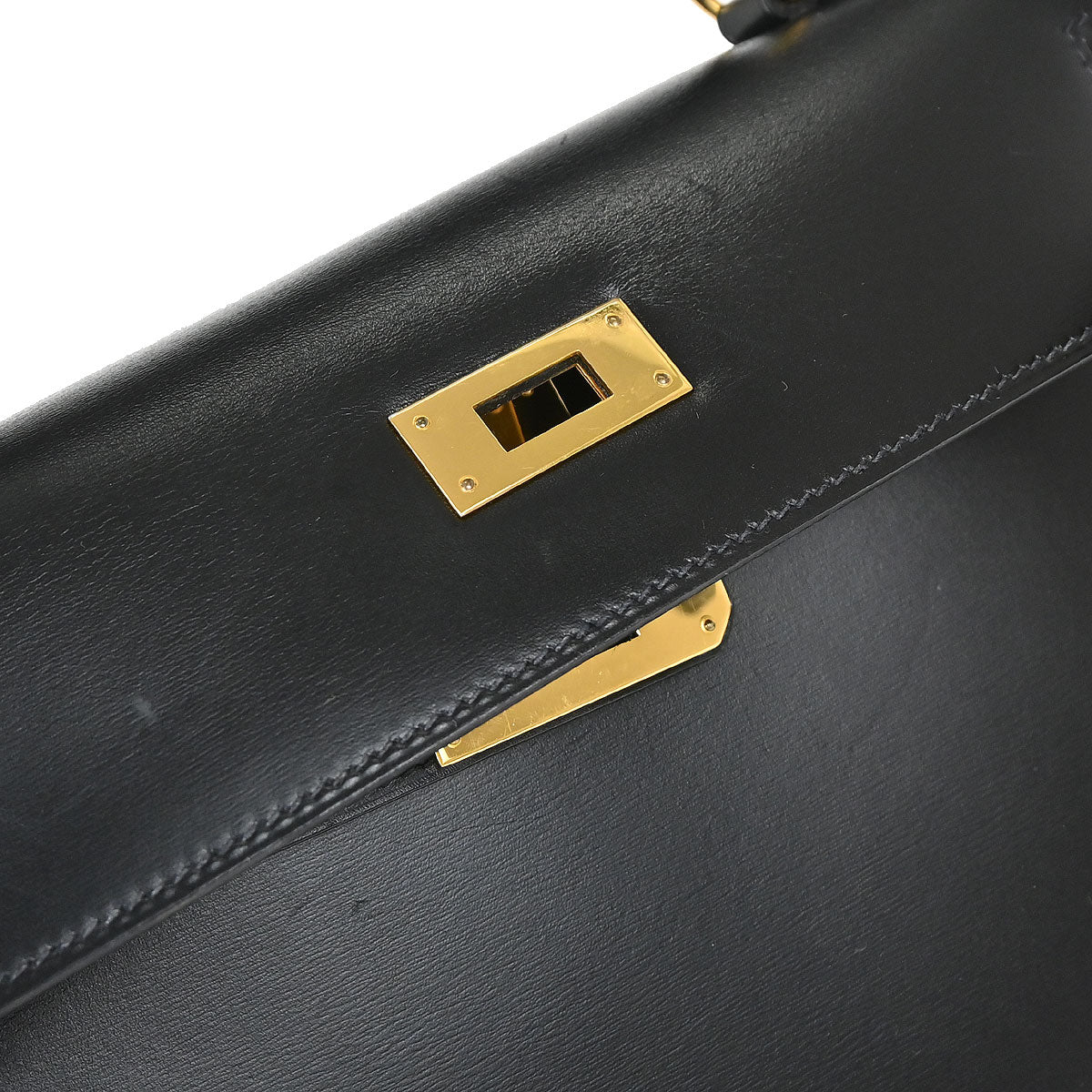 Hermes Black Box Calf Kelly 28 Sellier 2way Shoulder Handbag