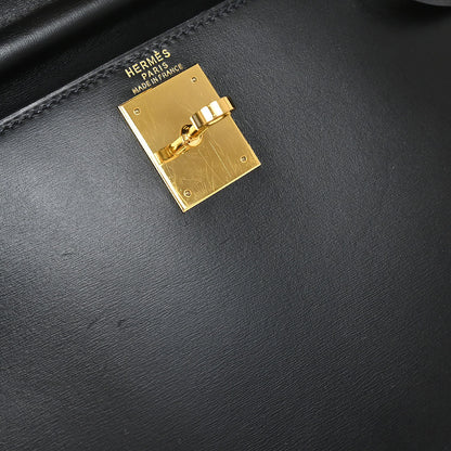 Hermes Black Box Calf Kelly 28 Sellier 2way Shoulder Handbag