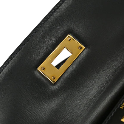 Hermes Black Box Calf Kelly 28 Sellier 2way Shoulder Handbag