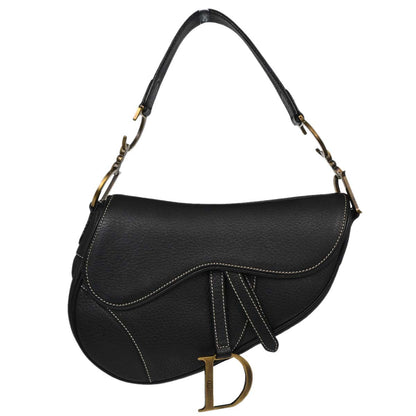 Christian Dior Black Leather Saddle Handbag