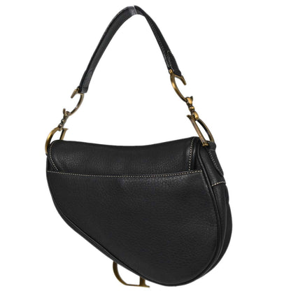 Christian Dior Black Leather Saddle Handbag