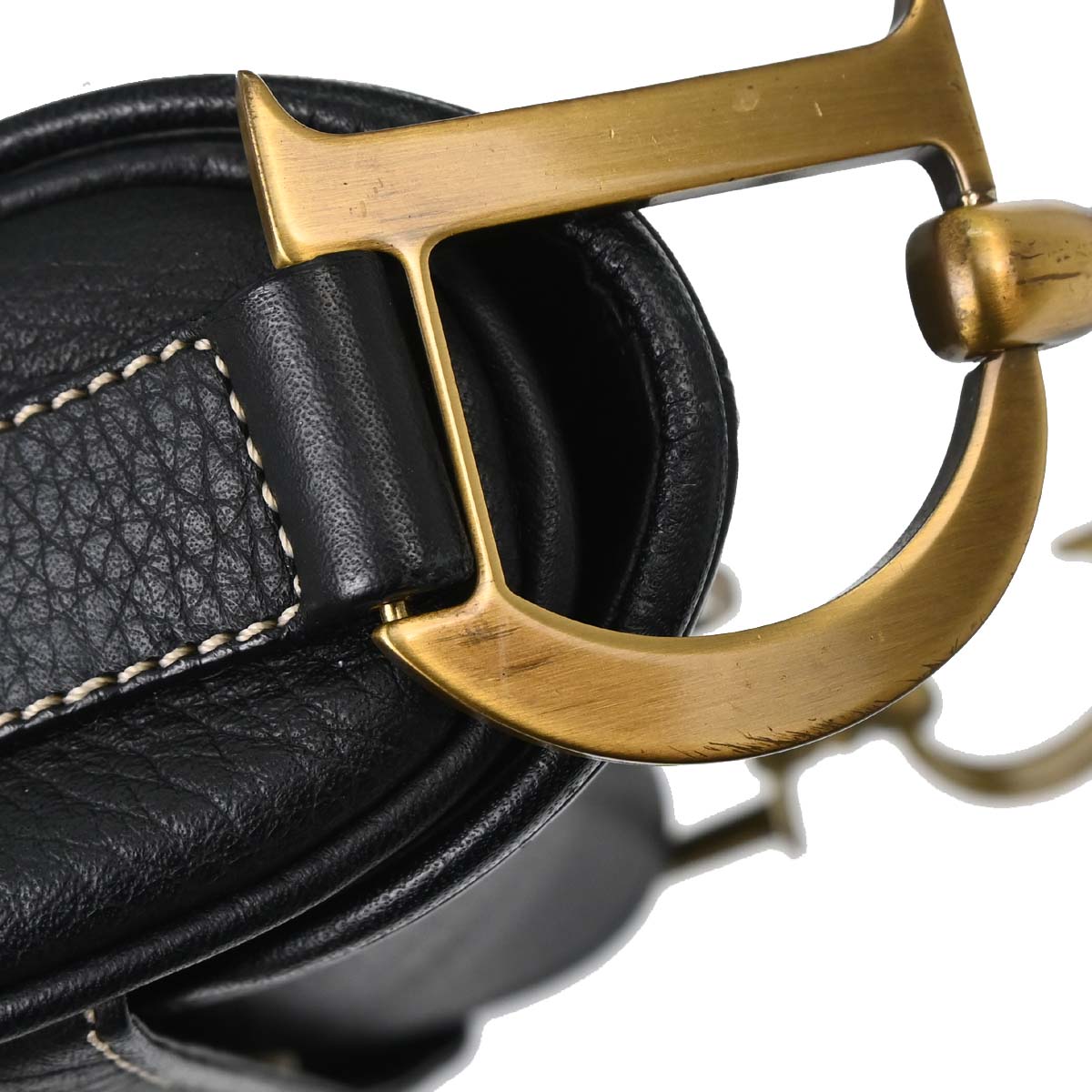 Christian Dior Black Leather Saddle Handbag