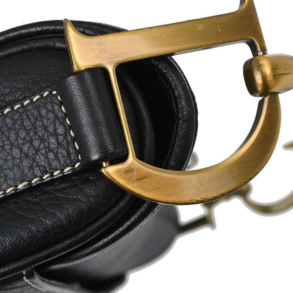 Christian Dior Black Leather Saddle Handbag