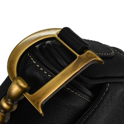Christian Dior Black Leather Saddle Handbag