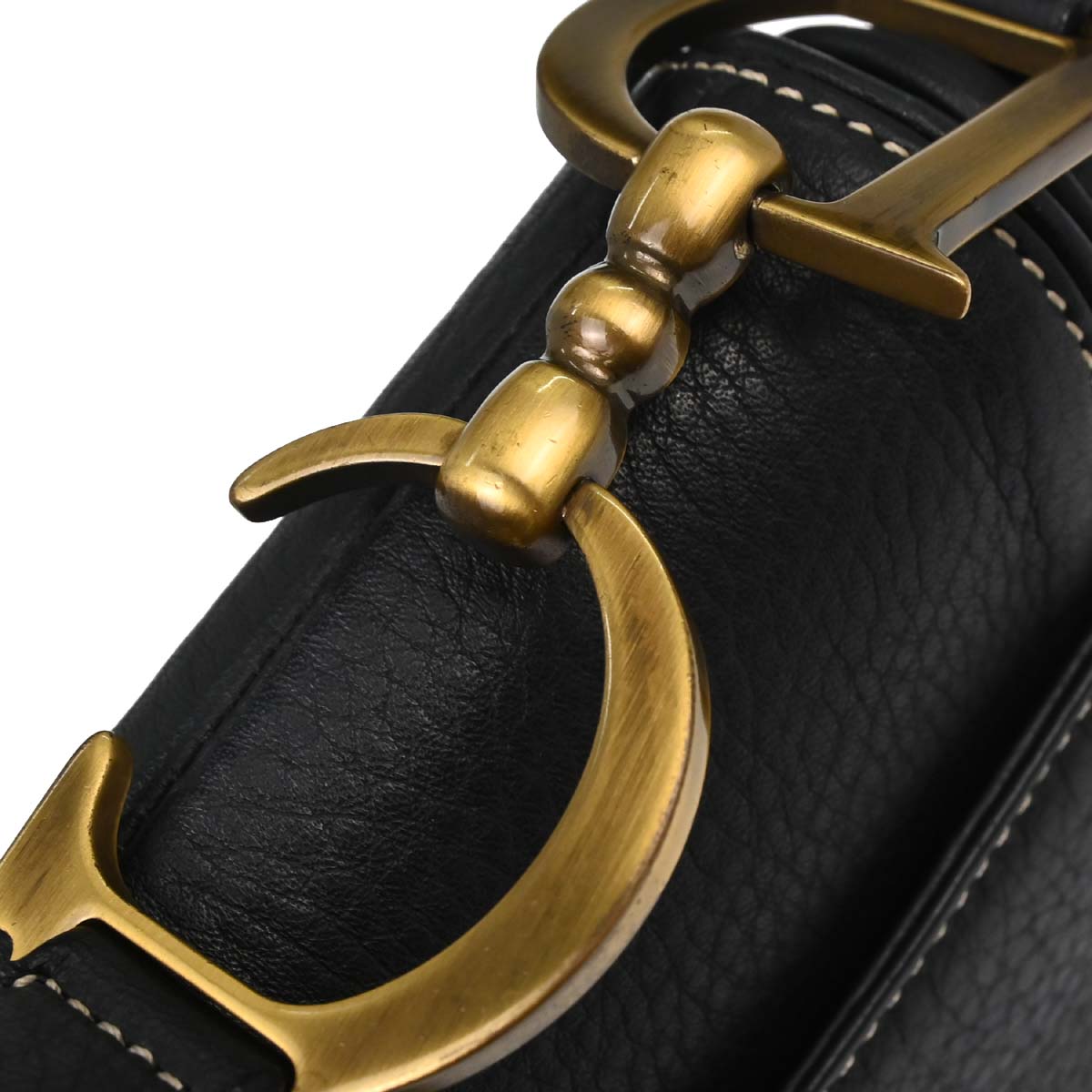 Christian Dior Black Leather Saddle Handbag