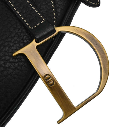 Christian Dior Black Leather Saddle Handbag