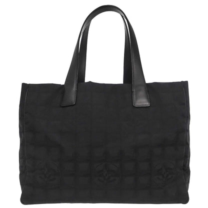 Chanel 2005-2006 Black Jacquard Nylon Travel Line Tote Handbag