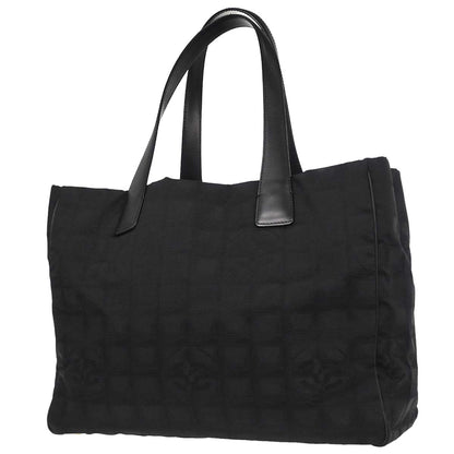 Chanel 2005-2006 Black Jacquard Nylon Travel Line Tote Handbag