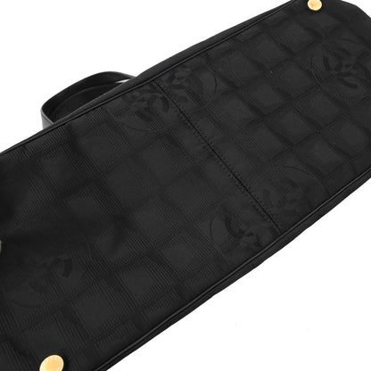 Chanel 2005-2006 Black Jacquard Nylon Travel Line Tote Handbag