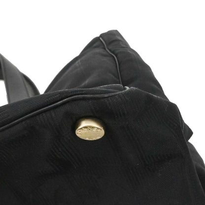 Chanel 2005-2006 Black Jacquard Nylon Travel Line Tote Handbag