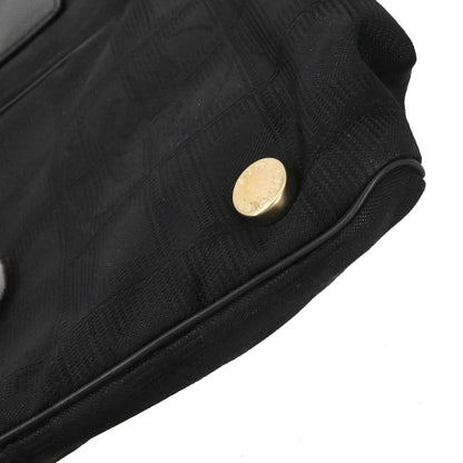 Chanel 2005-2006 Black Jacquard Nylon Travel Line Tote Handbag