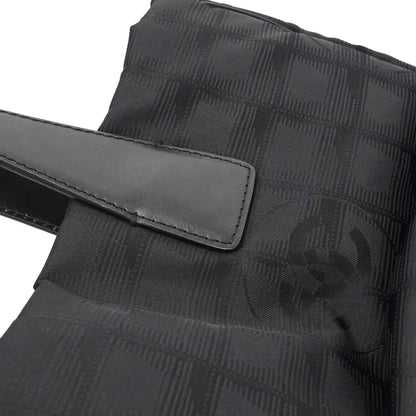 Chanel 2005-2006 Black Jacquard Nylon Travel Line Tote Handbag