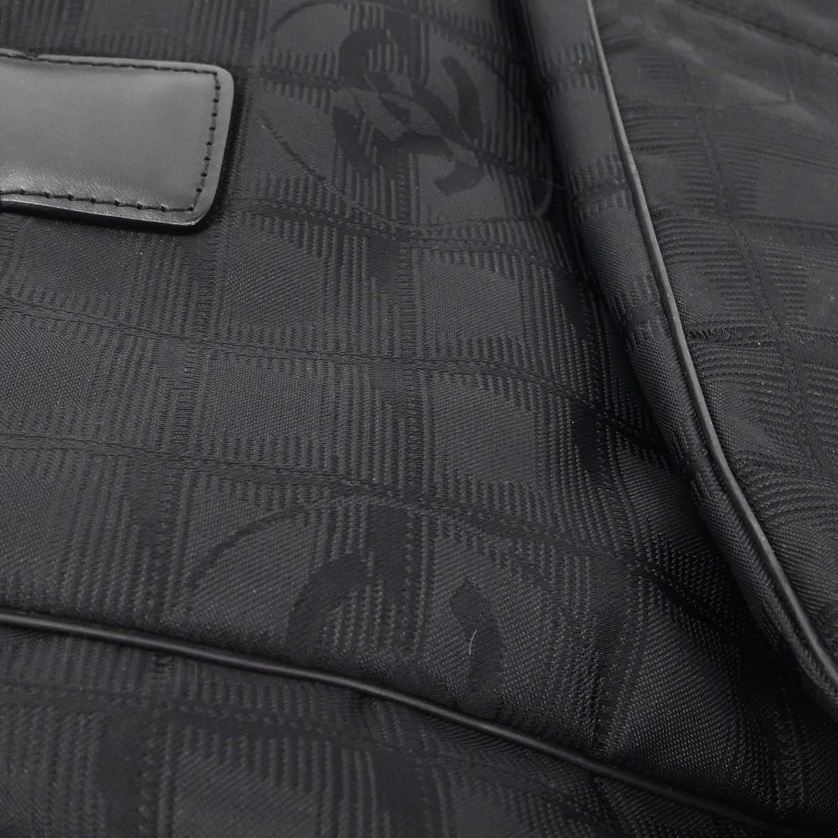 Chanel 2005-2006 Black Jacquard Nylon Travel Line Tote Handbag