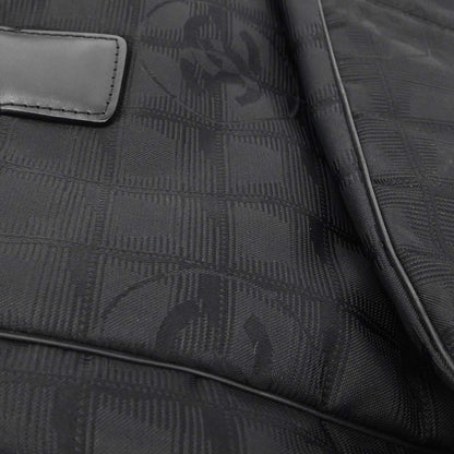 Chanel 2005-2006 Black Jacquard Nylon Travel Line Tote Handbag