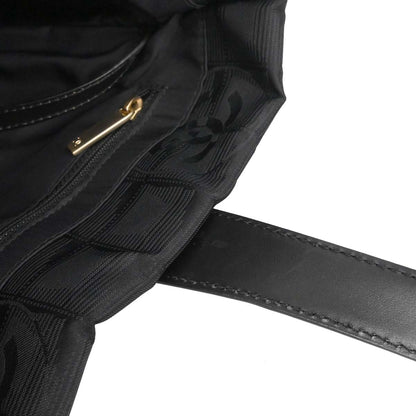 Chanel 2005-2006 Black Jacquard Nylon Travel Line Tote Handbag