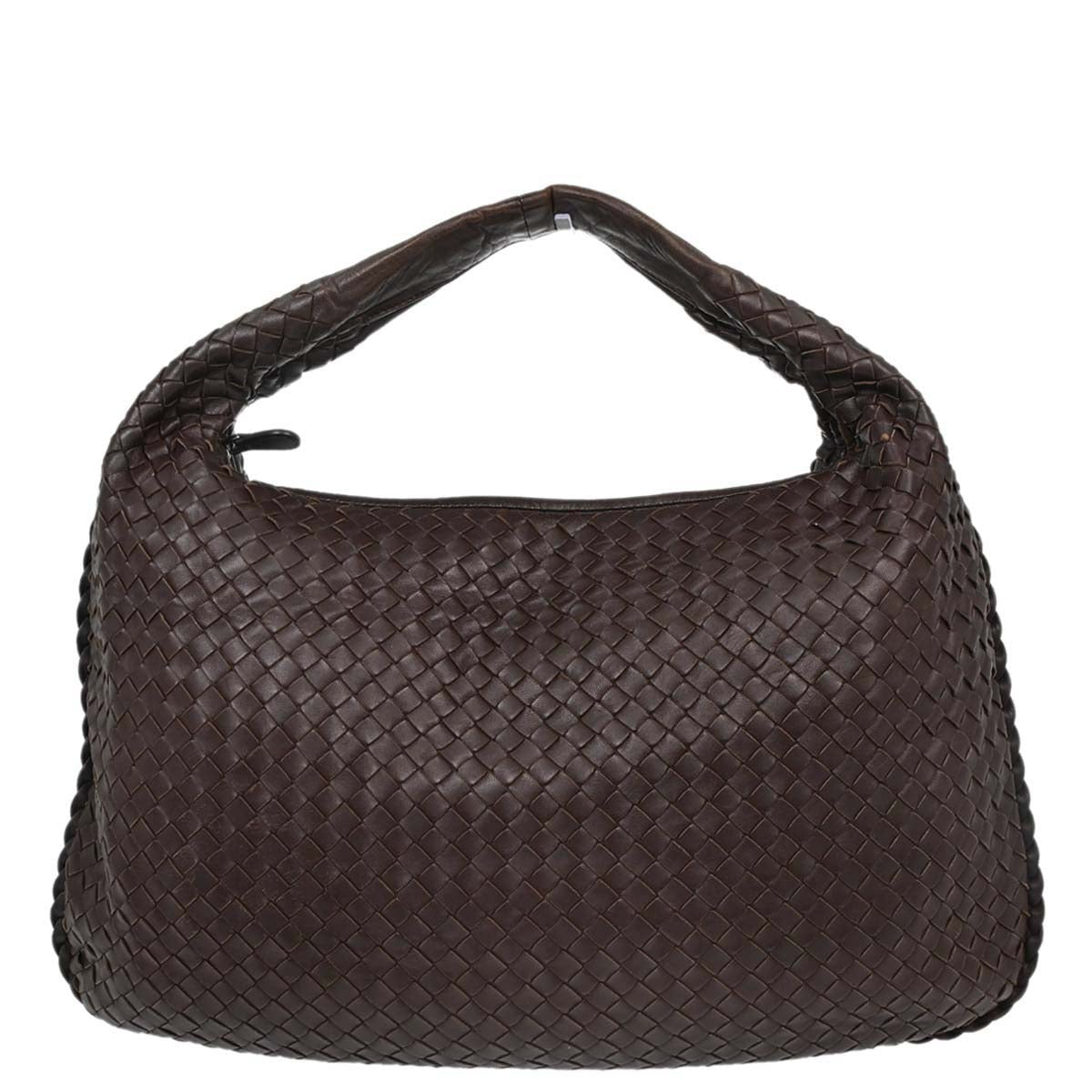 Bottega Veneta Brown Lambskin Intrecciato Hobo Handbag