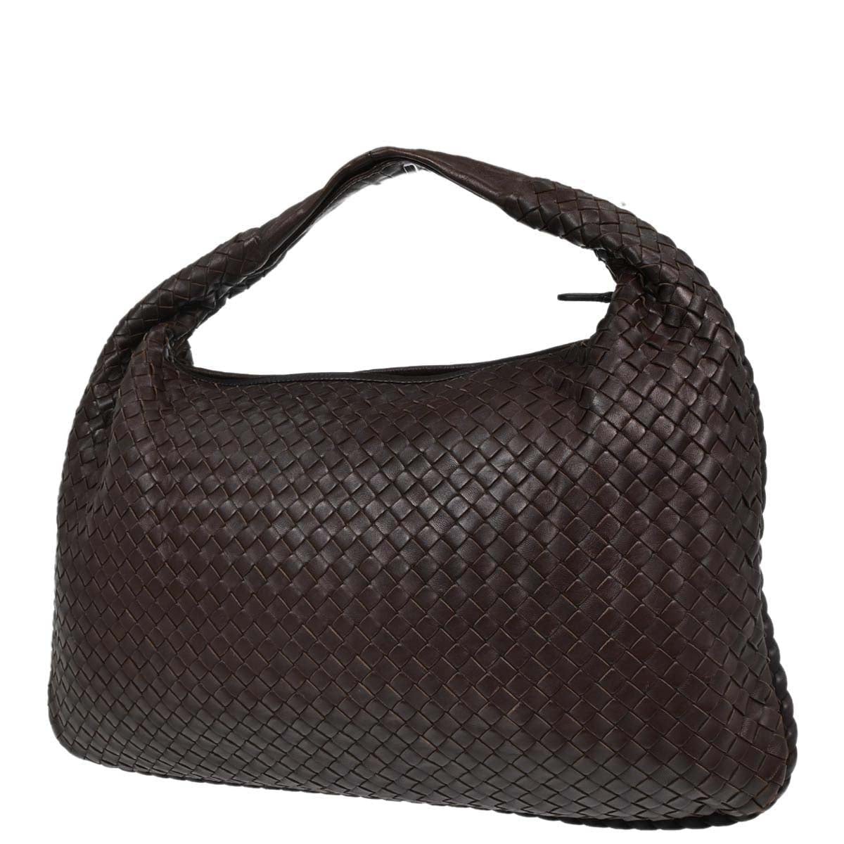 Bottega Veneta Brown Lambskin Intrecciato Hobo Handbag