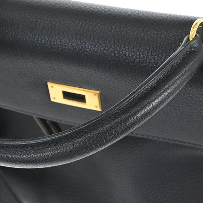Hermes Black Togo Kelly 32 Retourne 2way Shoulder Handbag