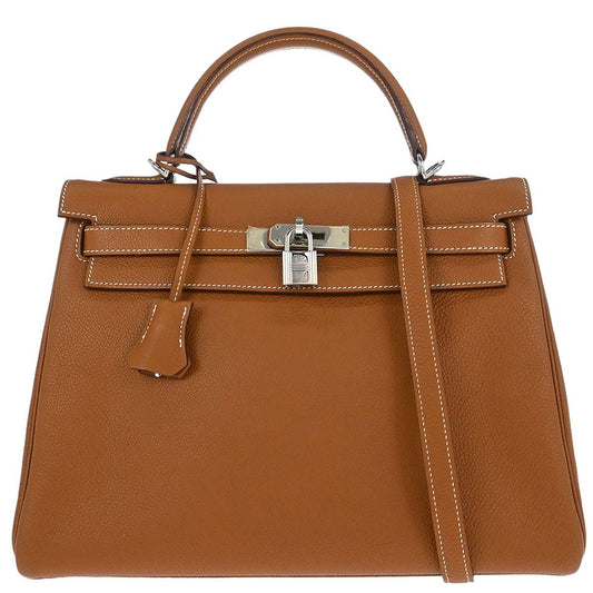 Hermes Gold Togo Kelly 32 Retourne 2way Shoulder Handbag