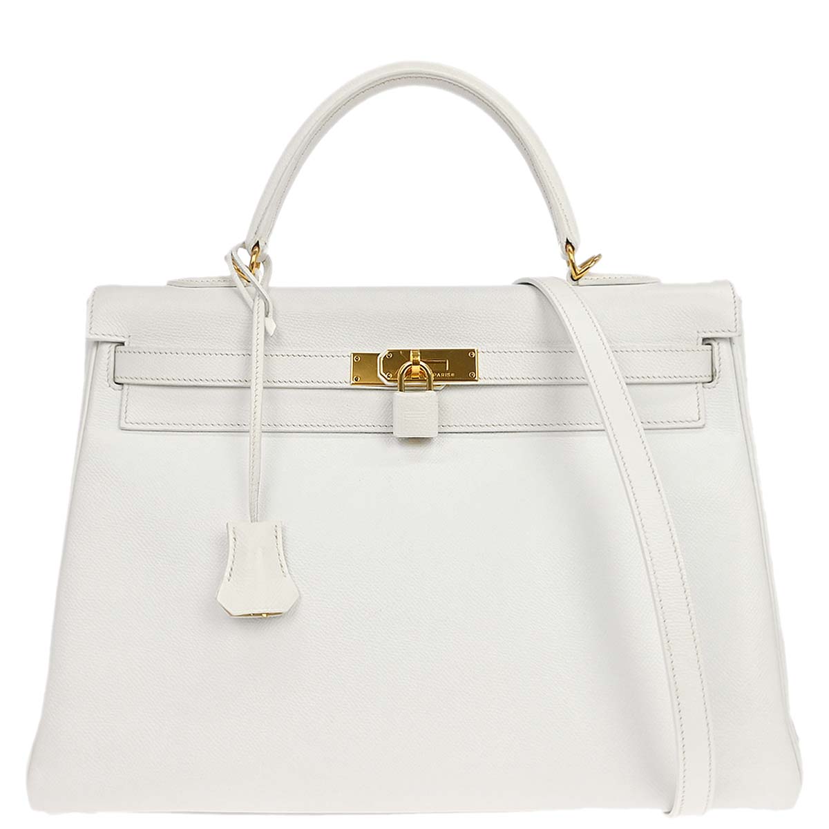 Hermes White Epsom Kelly 35 Retourne 2way Shoulder Handbag