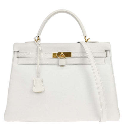 Hermes White Epsom Kelly 35 Retourne 2way Shoulder Handbag