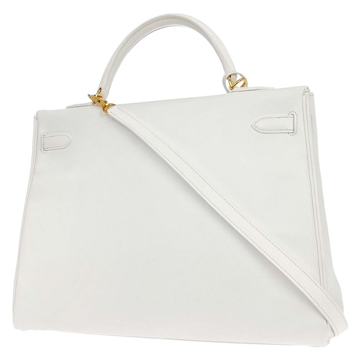 Hermes White Epsom Kelly 35 Retourne 2way Shoulder Handbag