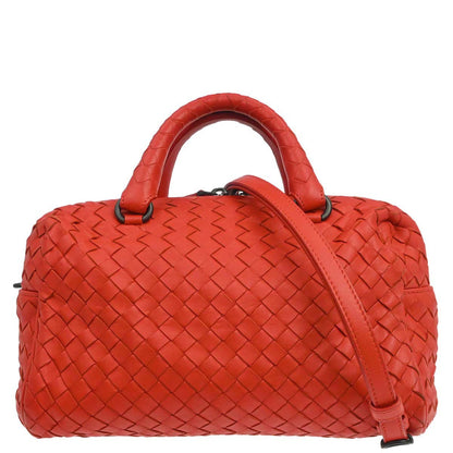 Bottega Veneta Red Lambskin Intrecciato 2way Shoulder Handbag