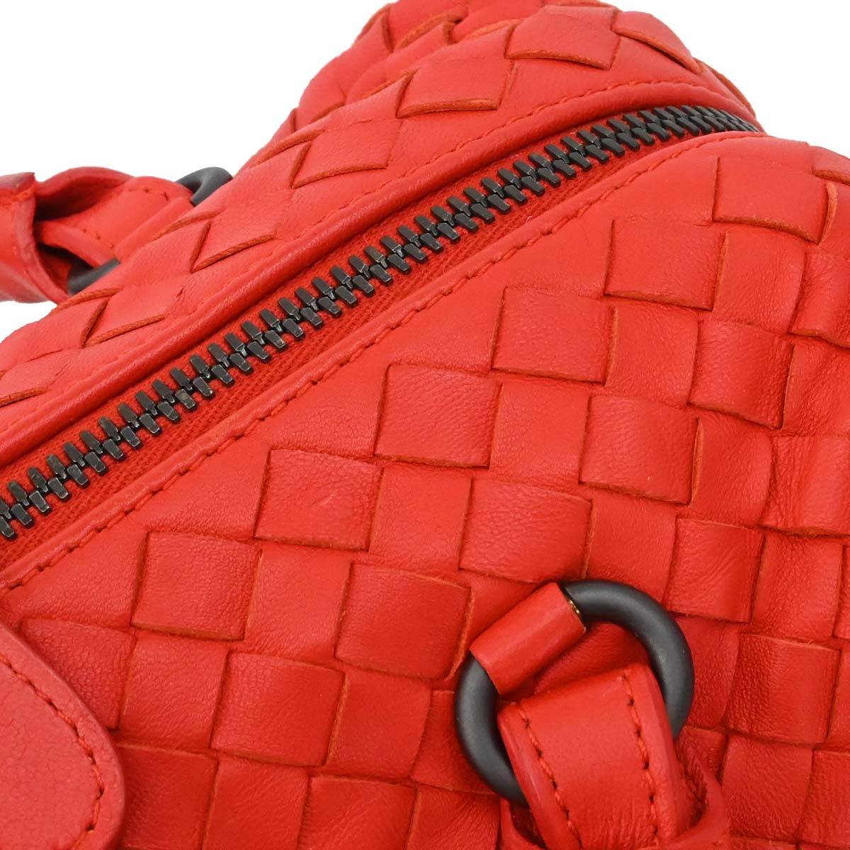 Bottega Veneta Red Lambskin Intrecciato 2way Shoulder Handbag