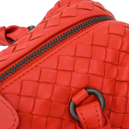 Bottega Veneta Red Lambskin Intrecciato 2way Shoulder Handbag