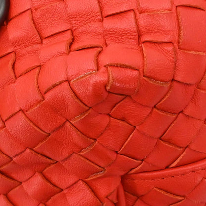 Bottega Veneta Red Lambskin Intrecciato 2way Shoulder Handbag