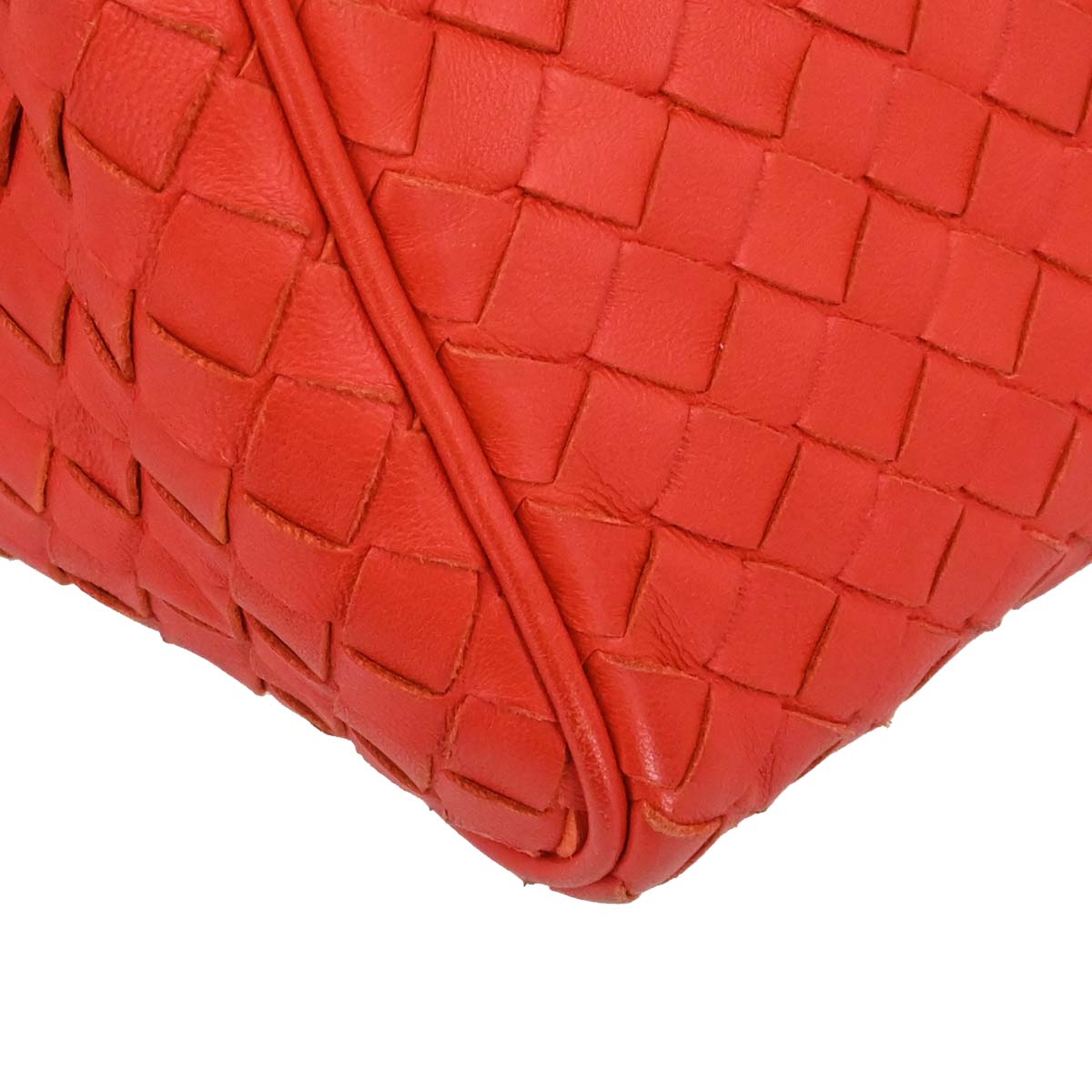 Bottega Veneta Red Lambskin Intrecciato 2way Shoulder Handbag