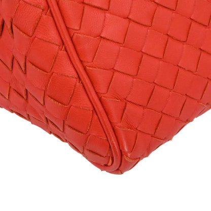 Bottega Veneta Red Lambskin Intrecciato 2way Shoulder Handbag