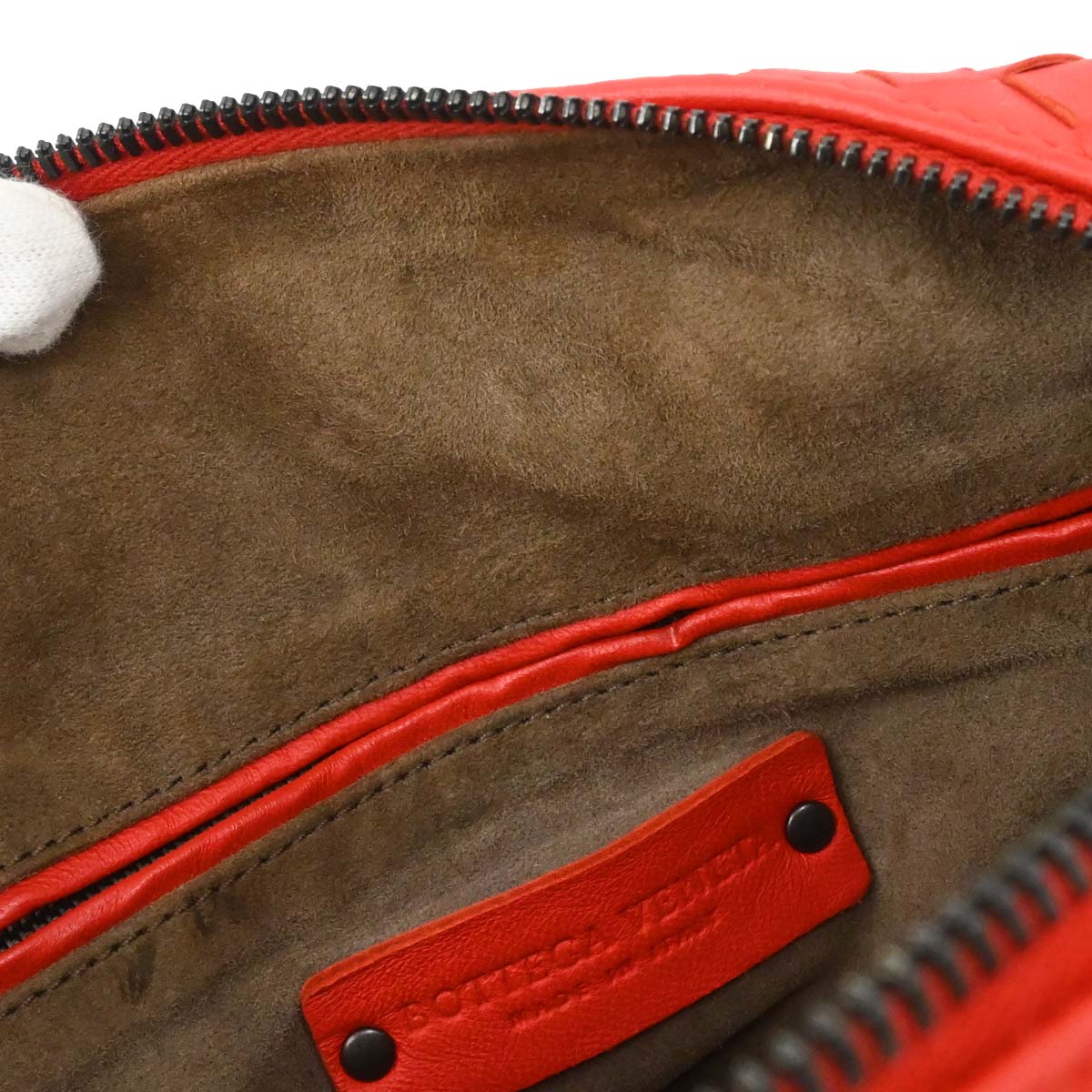 Bottega Veneta Red Lambskin Intrecciato 2way Shoulder Handbag