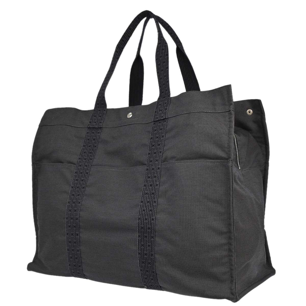 Hermes Gray Canvas Herline Tote TGM Handbag
