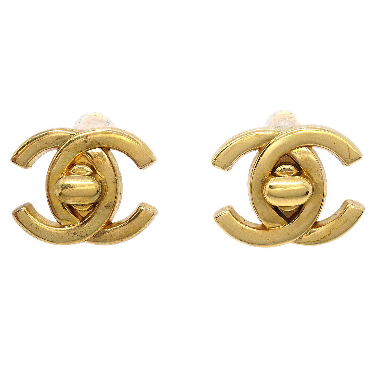 Chanel CC Turnlock Clip-On Earrings Gold Small 96P