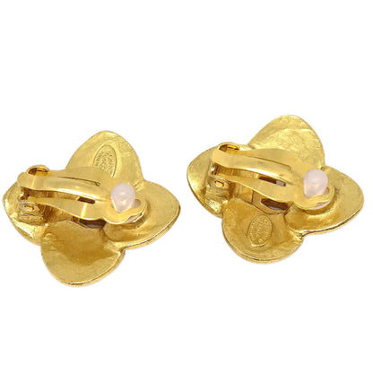 Chanel Flower Clip-On Earrings Gold 96A