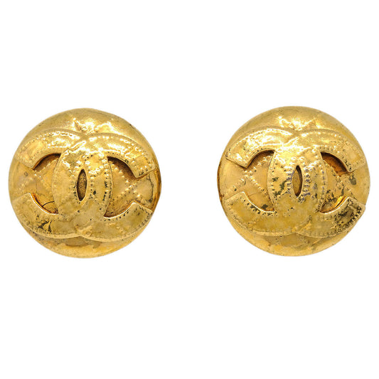 Chanel Button Clip-On Earrings Gold 94P