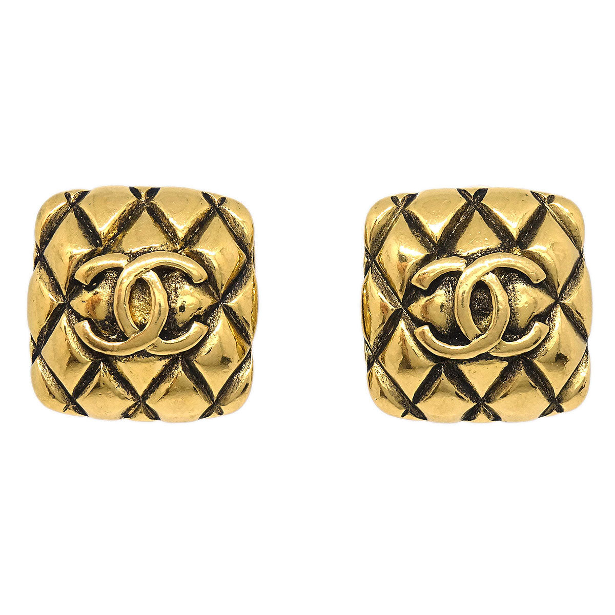Chanel Square Clip-On Earrings Gold 25