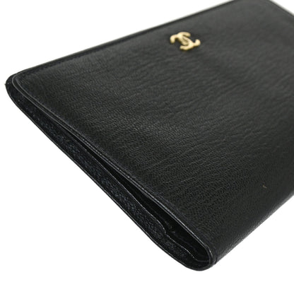 Chanel 1997-1999 Black Calfskin Long Wallet Purse