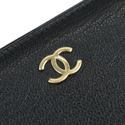 Chanel 1997-1999 Black Calfskin Long Wallet Purse