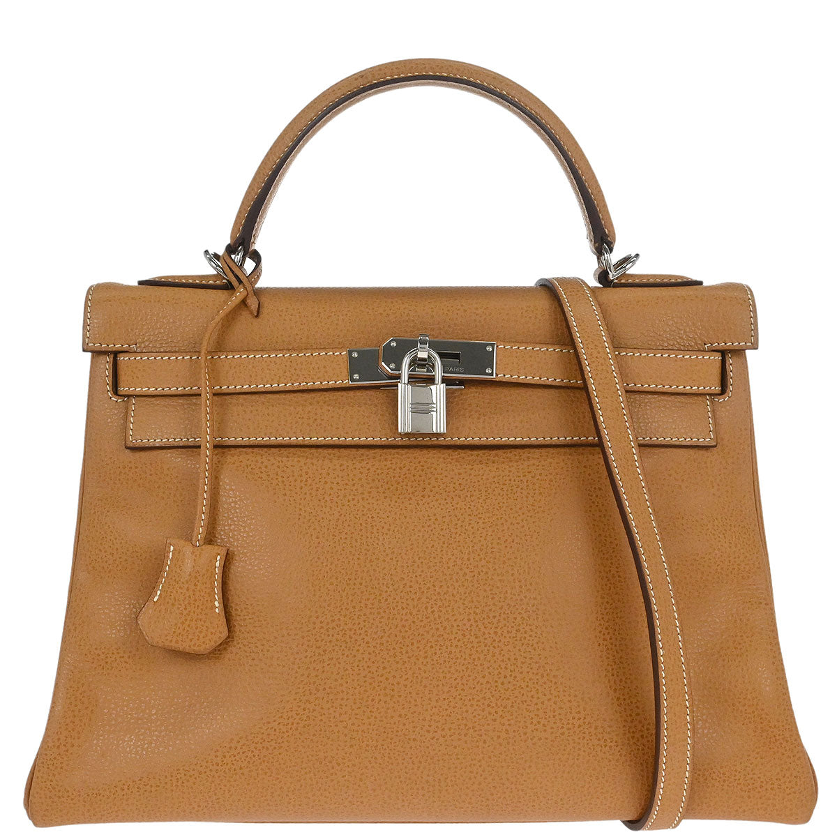 Hermes Natural Vache Liegee Kelly 32 Retourne 2way Shoulder Handbag